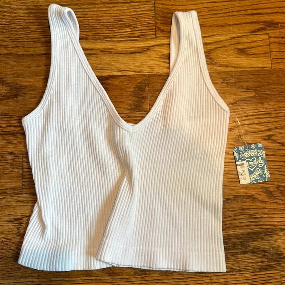 Free People Ribbed White Cropped Tank